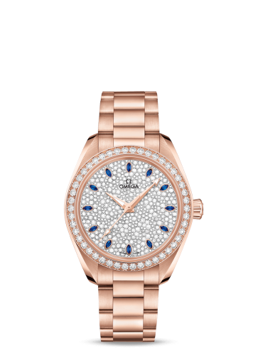 Omega Seamaster Aqua Terra 150M Master Chronometer 34 Sedna Gold / Diamond / Snow Sapphire / Bracelet